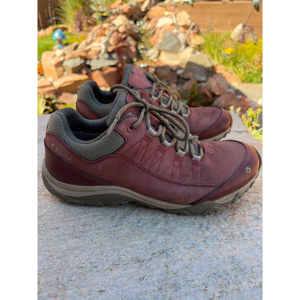 Oboz Juniper Low Hiking Shoes Womens 10 Burgundy Leather Trail Sneakers FG71802